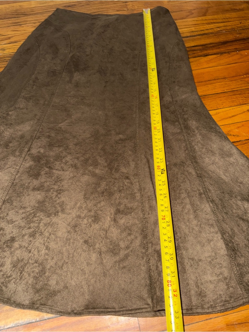 Liz Claiborne Size 10 Brown Faux Suede Maxi Skirt Flared Western Boho - Picture 8 of 9